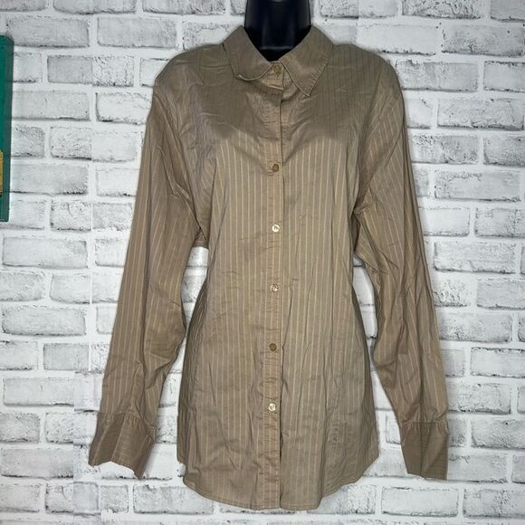 Lane Bryant Pin Striped Button Down Shirt Blouse Size 22/24 - Picture 1 of 4